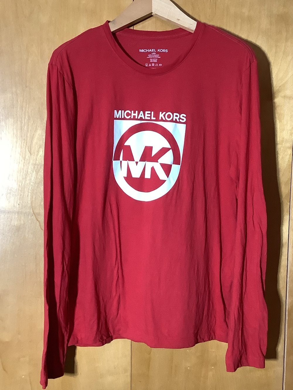 Michael Kors red logo long sleeved tee, size large